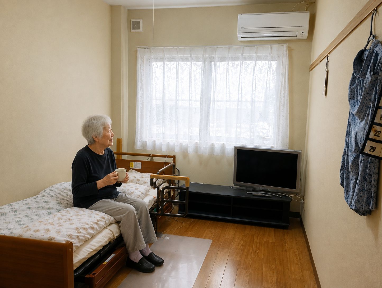 部屋でくつろぐ利用者